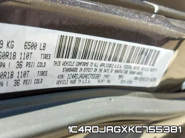 1C4RDJAGXKC755381 фото 2