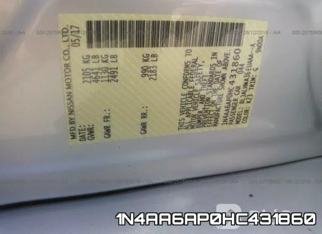 1N4AA6AP0HC431860 фото 9