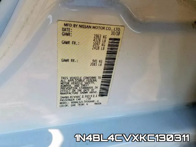 1N4BL4CVXKC130311 фото 2