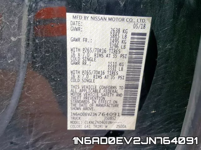 1N6AD0EV2JN764091 фото 2