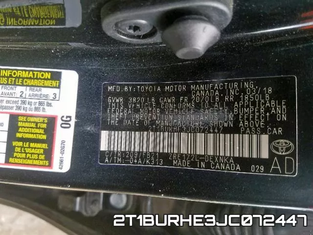 2T1BURHE3JC072447 фото 2