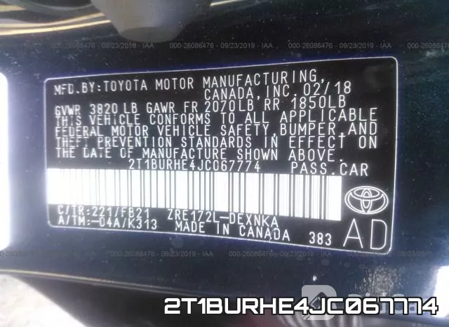 2T1BURHE4JC067774 фото 10