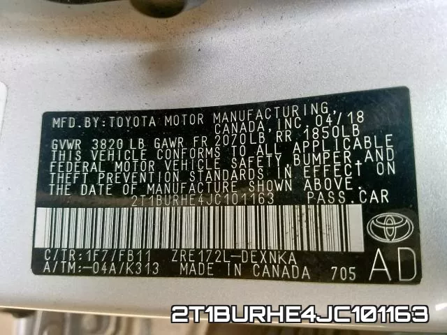 2T1BURHE4JC101163 фото 2