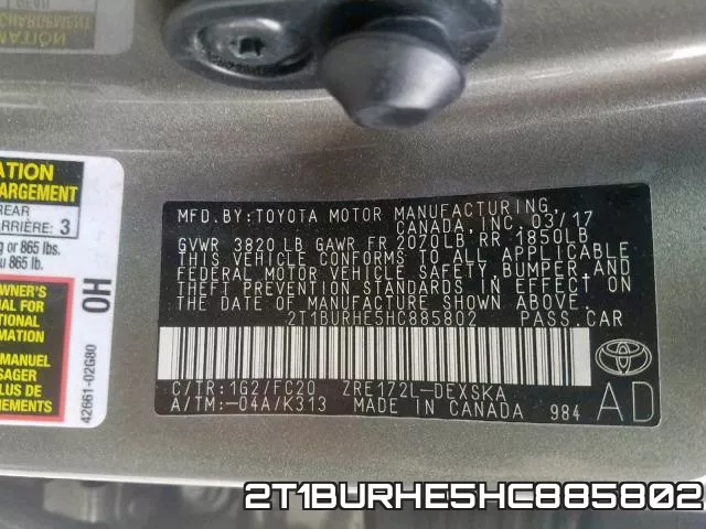 2T1BURHE5HC885802 фото 2