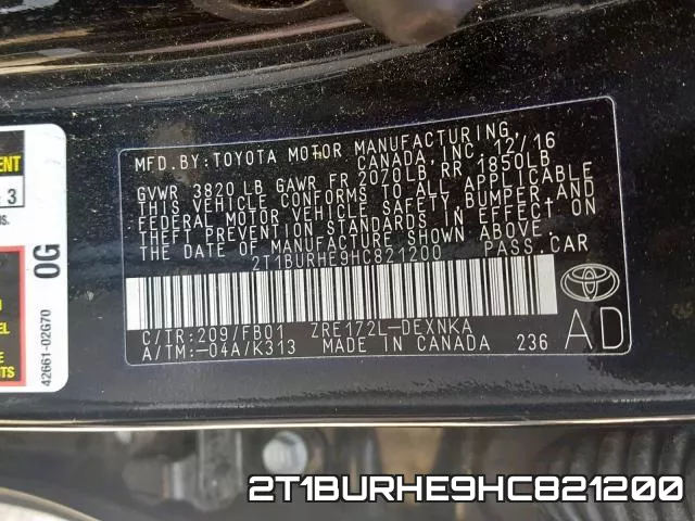 2T1BURHE9HC821200 фото 2