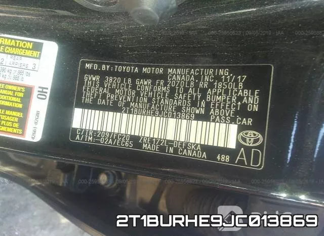 2T1BURHE9JC013869 фото 9
