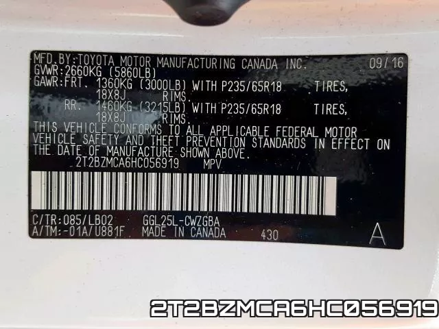 2T2BZMCA6HC056919 фото 2