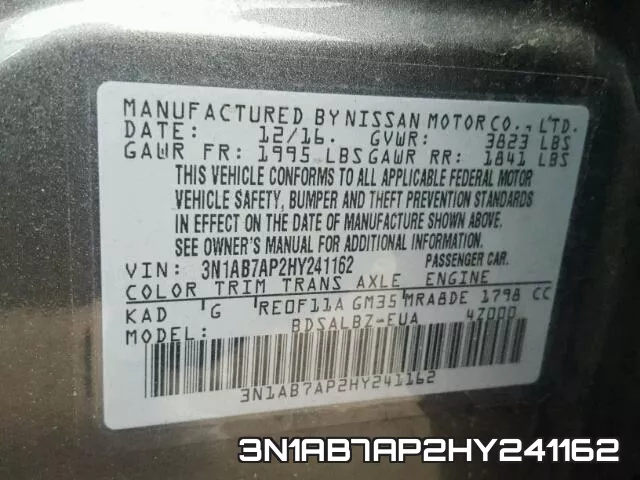 3N1AB7AP2HY241162 фото 2