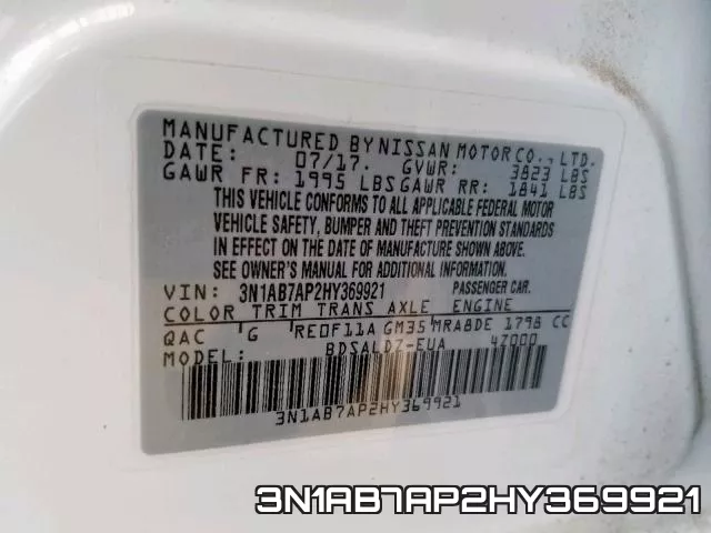 3N1AB7AP2HY369921 фото 2