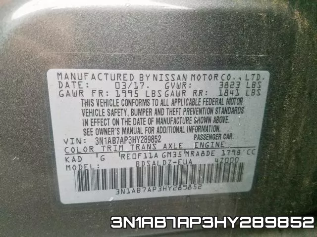3N1AB7AP3HY289852 фото 2