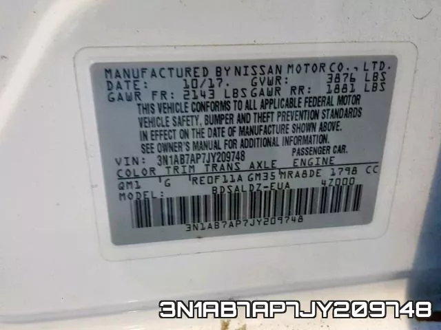 3N1AB7AP7JY209748 фото 2