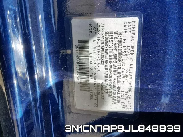 3N1CN7AP9JL848839 фото 2