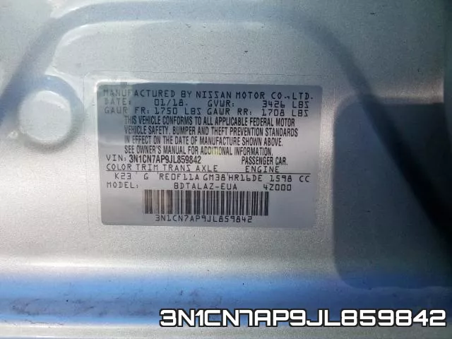 3N1CN7AP9JL859842 фото 2
