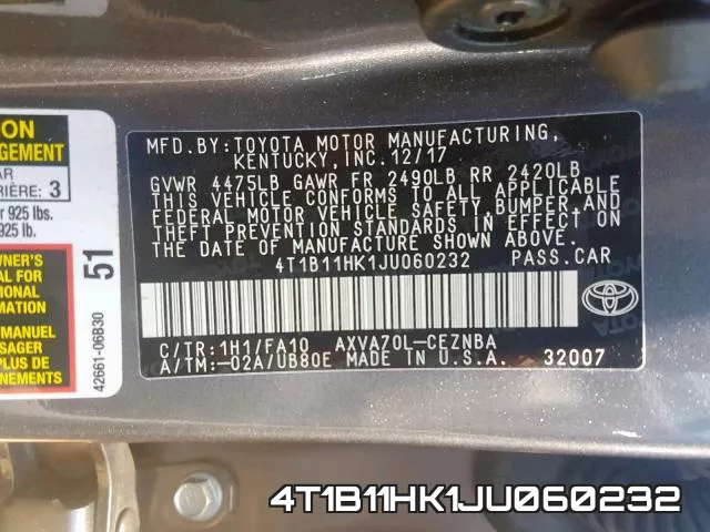 4T1B11HK1JU060232 фото 2
