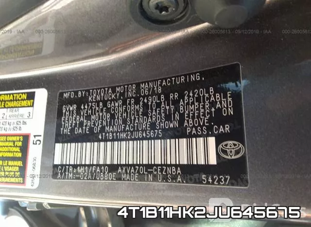 4T1B11HK2JU645675 фото 10