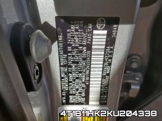 4T1B11HK2KU204338 фото 2