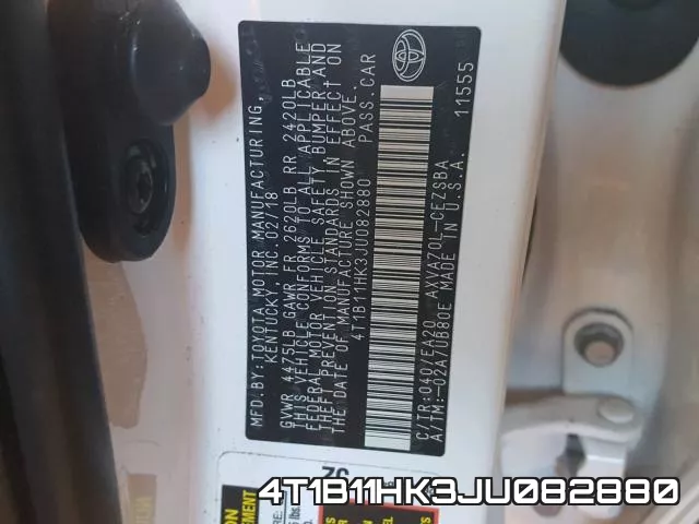 4T1B11HK3JU082880 фото 2