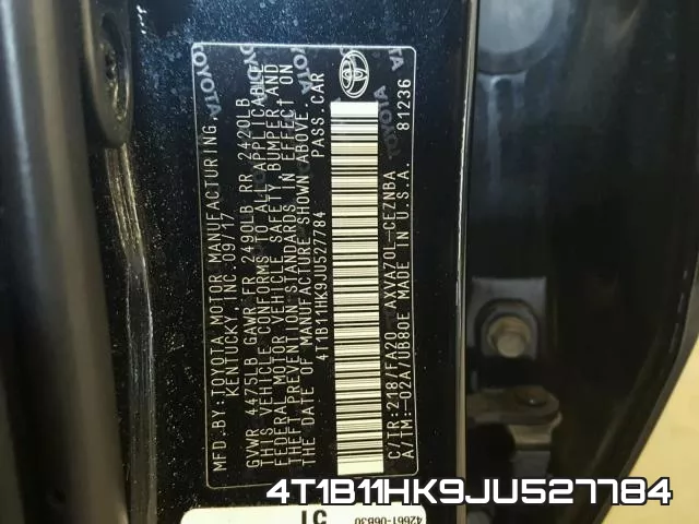 4T1B11HK9JU527784 фото 2