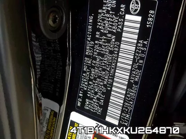 4T1B11HKXKU264870 фото 2