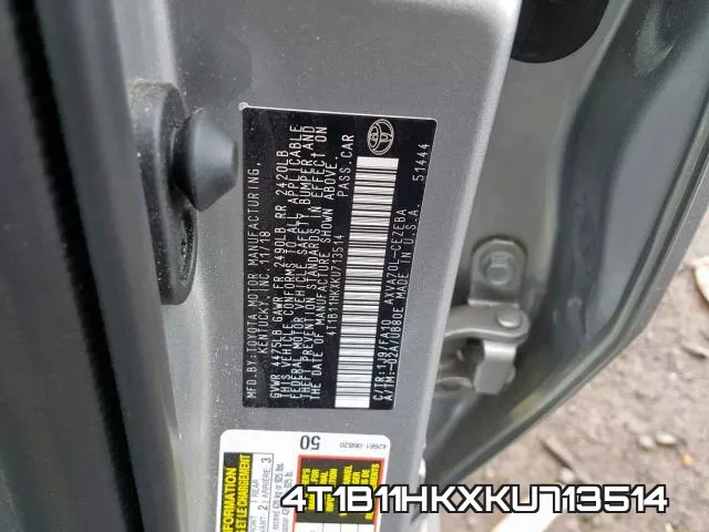 4T1B11HKXKU713514 фото 2