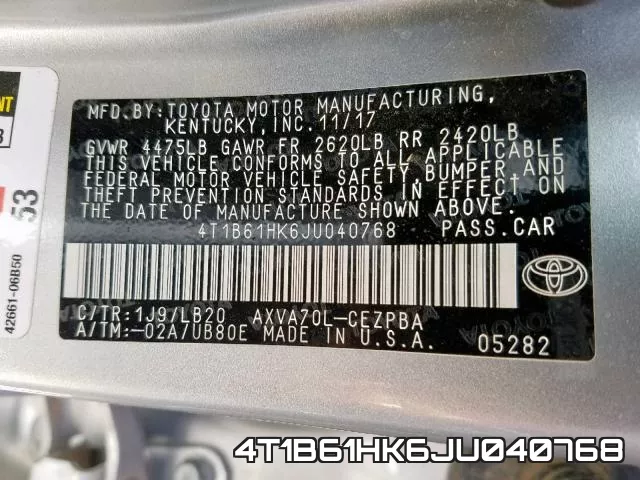 4T1B61HK6JU040768 фото 2