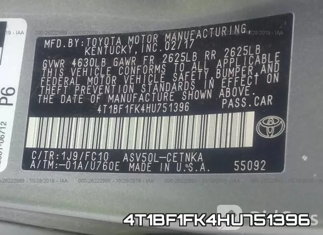 4T1BF1FK4HU751396 фото 10