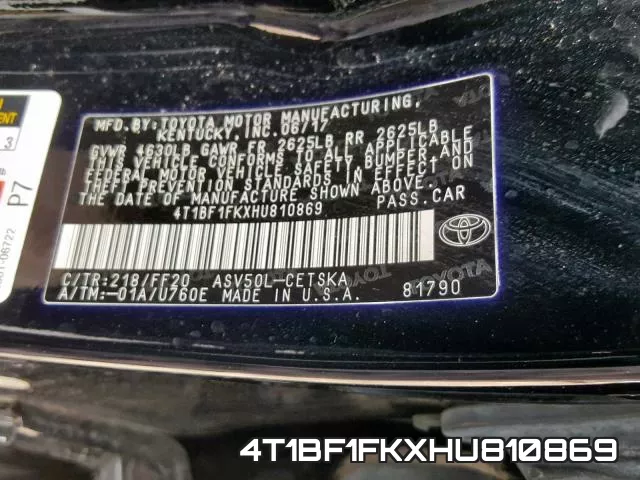 4T1BF1FKXHU810869 фото 2