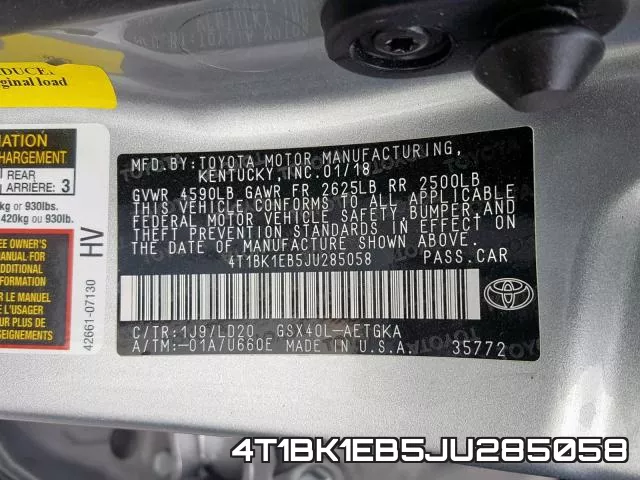 4T1BK1EB5JU285058 фото 2