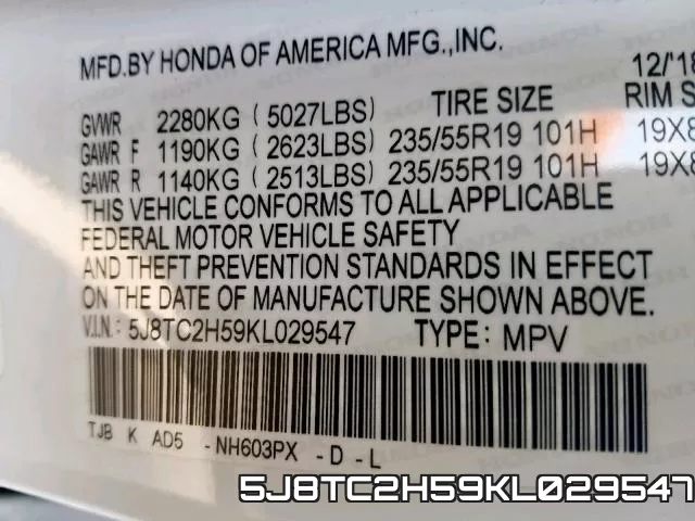 5J8TC2H59KL029547 фото 2