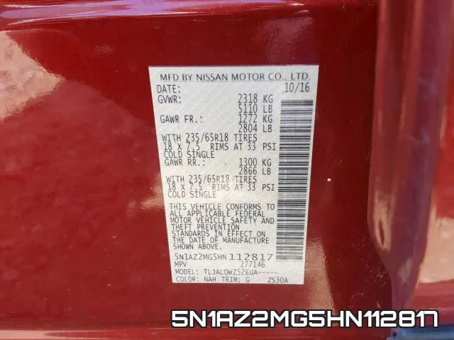 5N1AZ2MG5HN112817 фото 2
