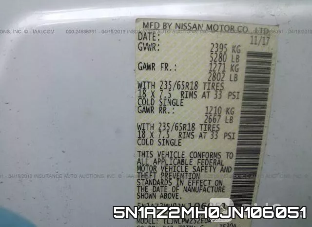 5N1AZ2MH0JN106051 фото 10