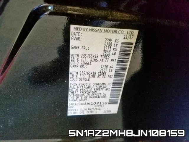 5N1AZ2MH8JN108159 фото 2