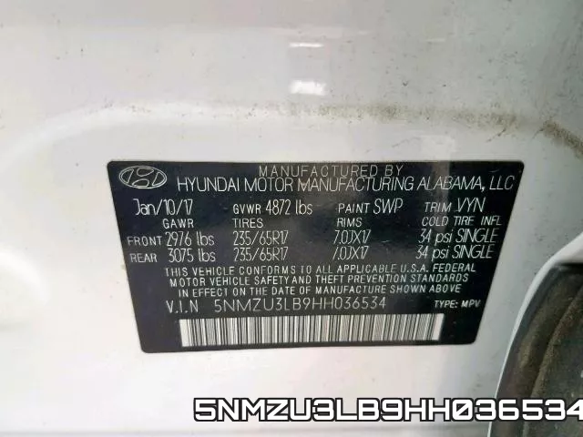 5NMZU3LB9HH036534 фото 2