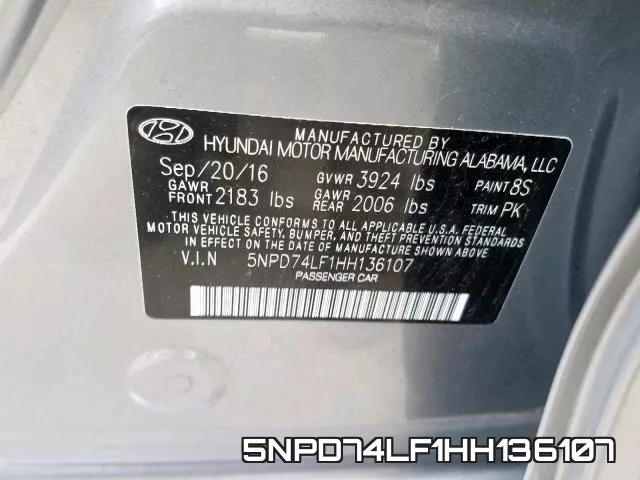 5NPD74LF1HH136107 фото 2