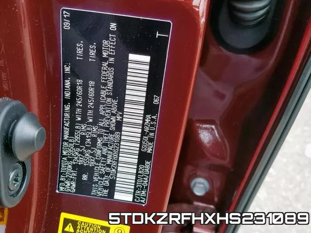 5TDKZRFHXHS231089 фото 2