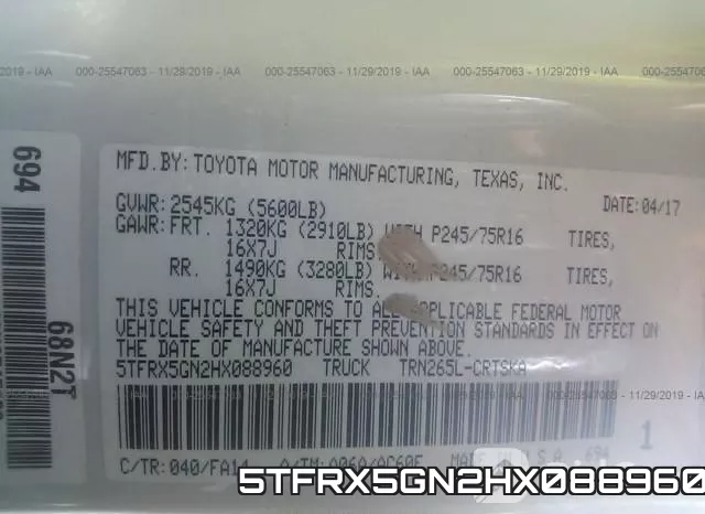 5TFRX5GN2HX088960 фото 10