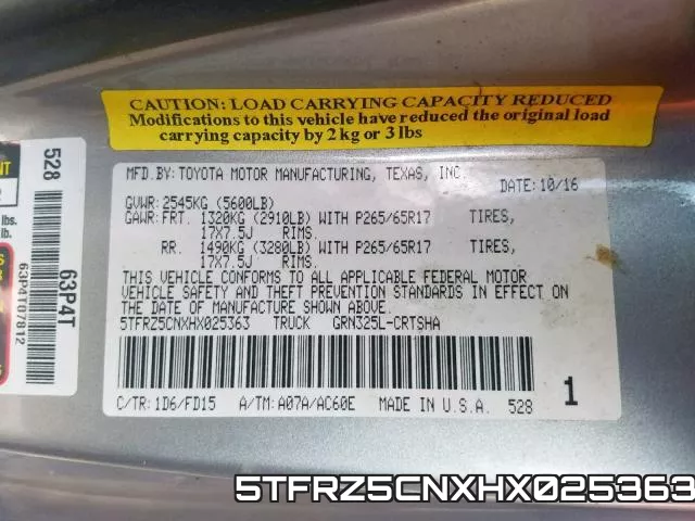 5TFRZ5CNXHX025363 фото 2