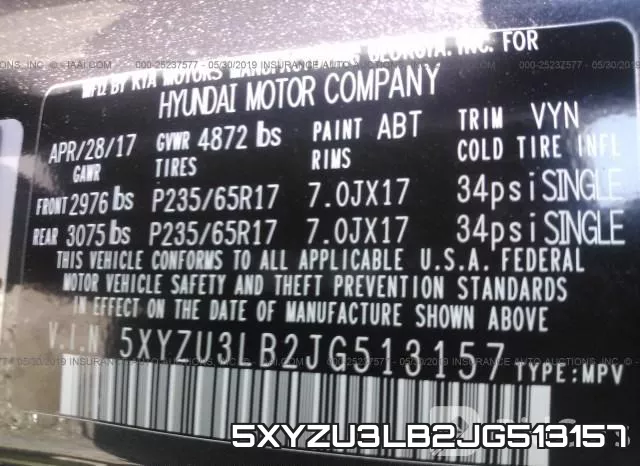 5XYZU3LB2JG513157 фото 10