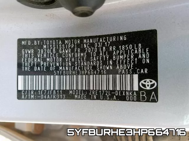 5YFBURHE3HP664716 фото 2