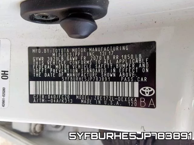 5YFBURHE5JP783891 фото 2