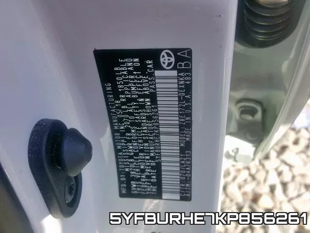 5YFBURHE7KP856261 фото 2