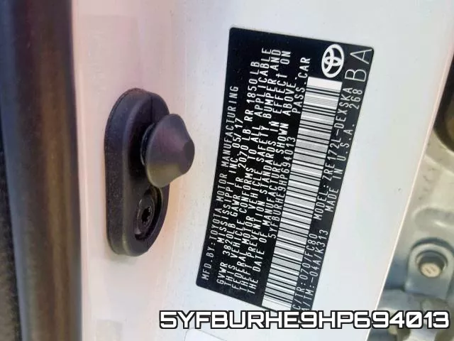 5YFBURHE9HP694013 фото 2