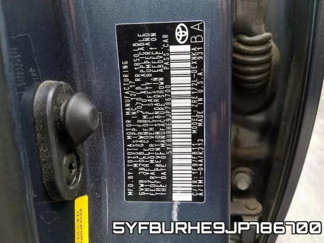 5YFBURHE9JP786700 фото 2