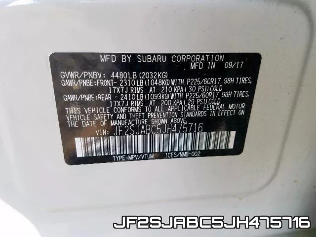 JF2SJABC5JH475716 фото 2