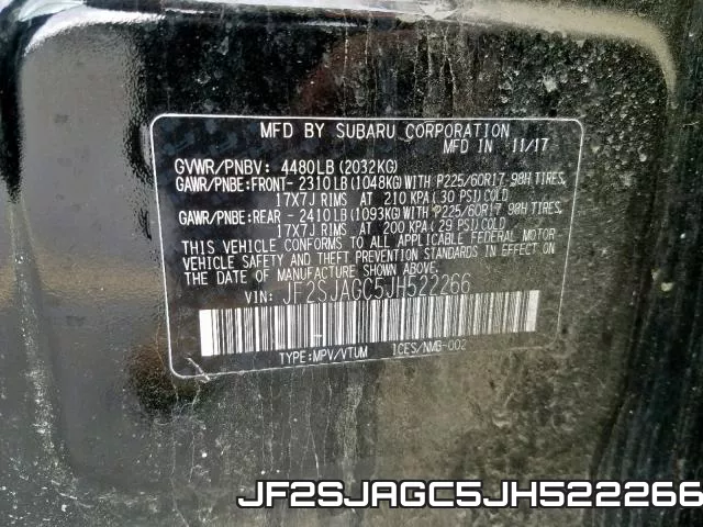 JF2SJAGC5JH522266 фото 2