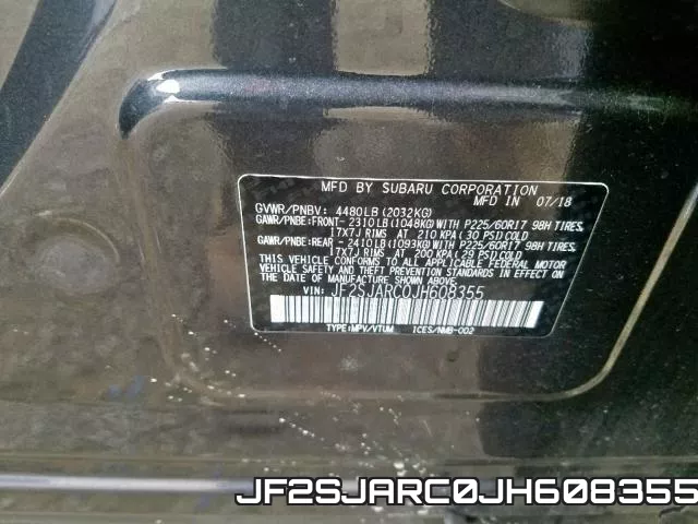 JF2SJARC0JH608355 фото 2