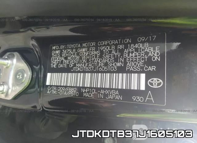 JTDKDTB37J1605103 фото 10
