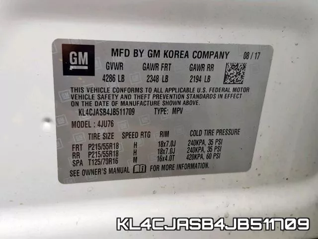 KL4CJASB4JB511709 фото 2