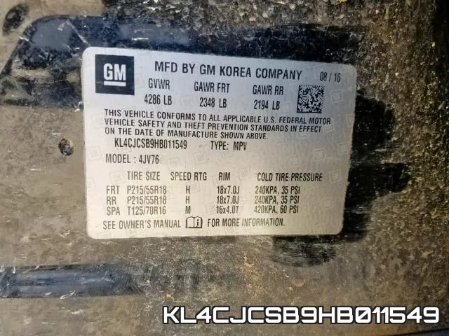 KL4CJCSB9HB011549 фото 2
