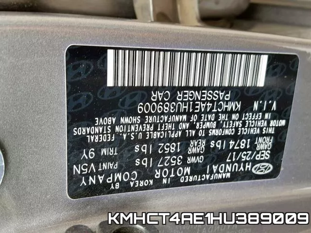 KMHCT4AE1HU389009 фото 2